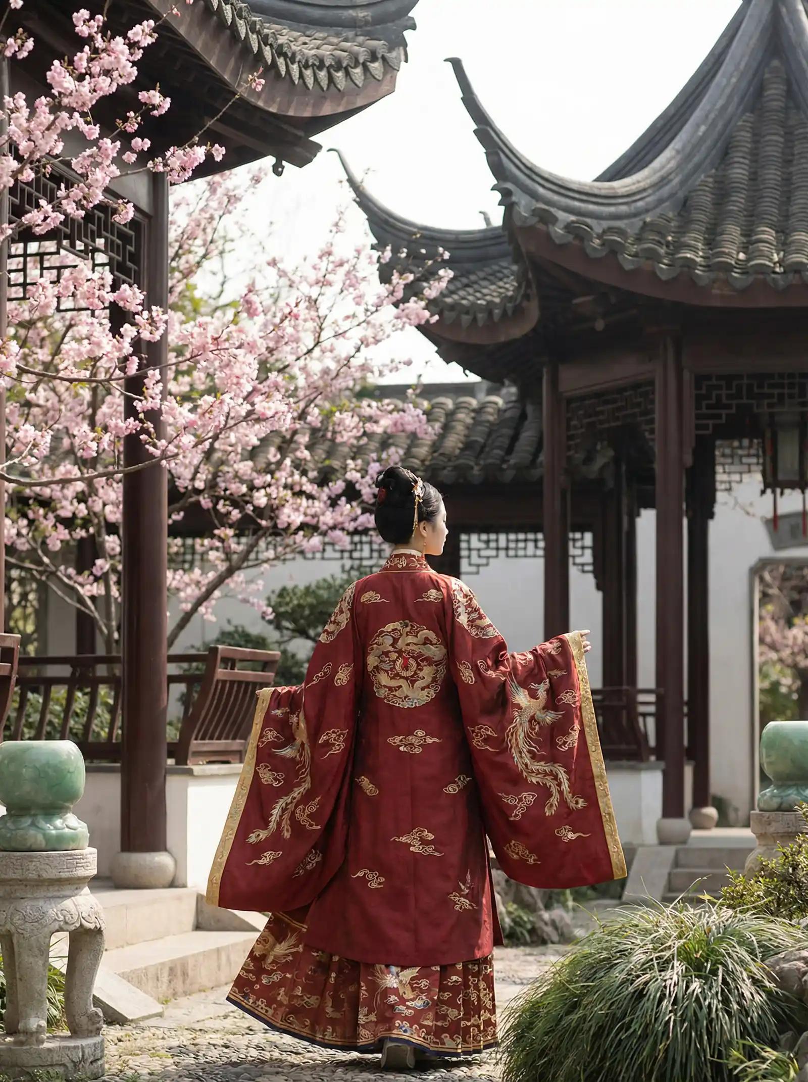 英雄联盟总决赛打几局 明制汉服红色凤凰刺绣